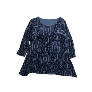 FYLO London Shirt Womens XL Black Velvet Burnout Tunic Fairy Grunge Witchy Top